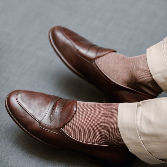 MAZARIN LUXURY Brown and Tan Men's Socks SZ 44/46 - Picture 1 of 9